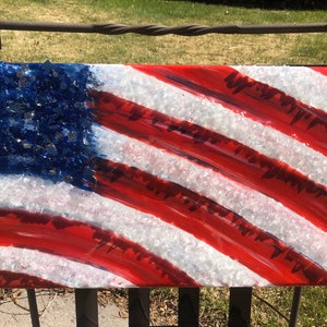 American flag resin glass art wall hanging wall decor recycled glass