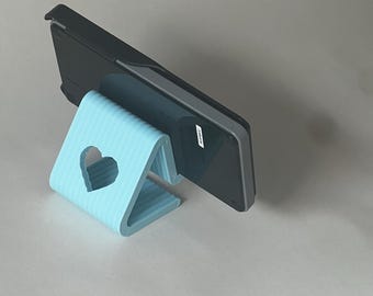 3D gedruckter Telefonständer | Herz Schreibtisch Handy Halter | Gerippte Textur Handyständer | Niedliches Schreibtisch Accessoire