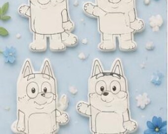 3D gedrucktes übermalbares flaches Bastelset - 4 Figuren + 4 Farben + Pinsel | Kinder DIY Art Set | Gastgeschenk | Geburtstagsgeschenk