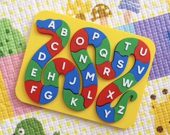 3D gedrucktes Schlangen-Alphabet-Puzzle | Buntes ABC-Lernspielzeug | Kinder Lerngeschenk | Kleinkind Puzzle