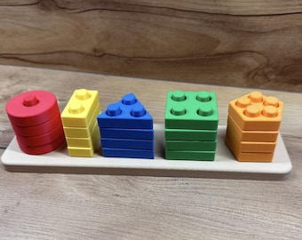 3D gedruckter Montessori Form Stacker | Geometrisches Sortierspielzeug | Feinmotorik | Kleinkind Lernspielzeug