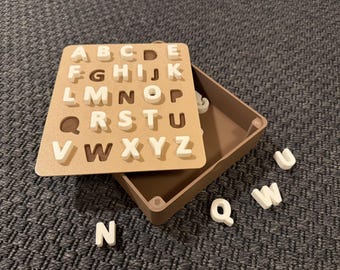 3D gedrucktes Alphabet mit Aufbewahrungsbox | Montessori Kleinkind Lernspielzeug