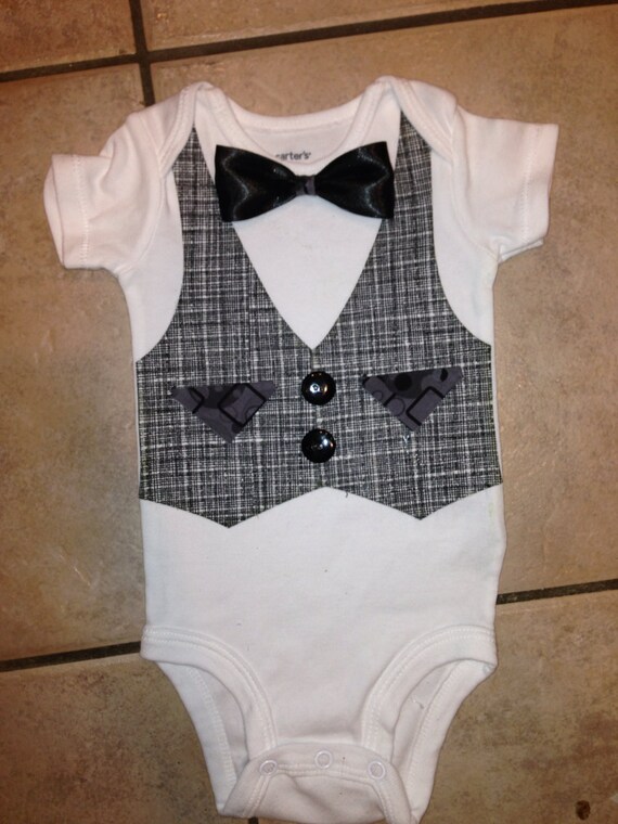 Items similar to Baby onsie with vest and bowtie on Etsy