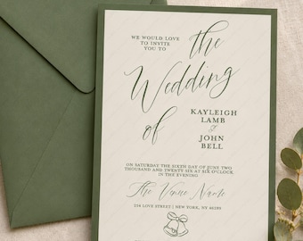 Elegant Wedding Invitation Template | Editable Wedding Invite | Minimalist 5x7 Wedding Invitation | Instant Download
