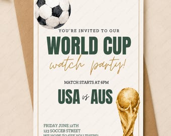 World Cup Watch Party Invitation Template | Soccer Invite | FIFA Match Day Printable Invitation | Digital Download