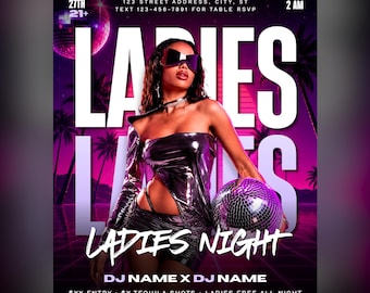 Ladies Night Flyer, Girls Night Out Party Promo, Editable Canva Template