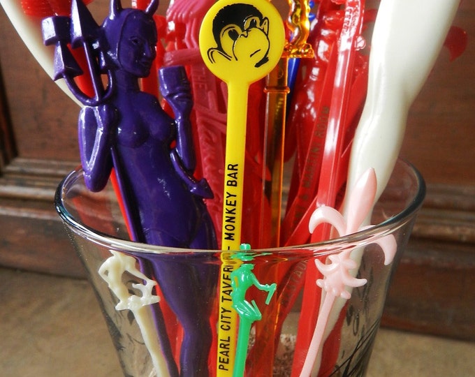 Vintage RARE SWIZZLE STICKS 60's / 70's / Smirnoff / Hawaii / Monkey