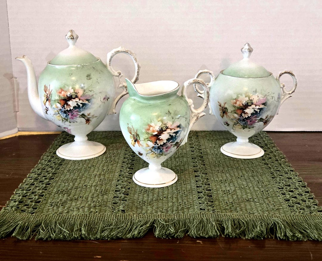 Antique Victorian Hand Painted Fine Porcelain Tea Set - Etsy