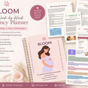 Pregnancy Planner and Birth Plan Bundle | Fillable PDF | OB/GYN | English | Baby shower gift