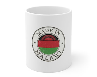 Made in Malawi Mug | Malawi Flag Seal, 11oz Ceramic