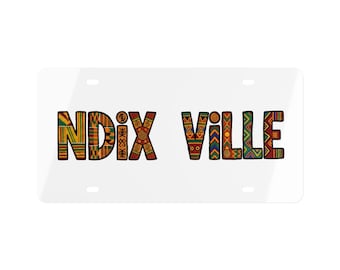 Ndix Ville License Plate | African Pattern Letters, Decorative Car Tag