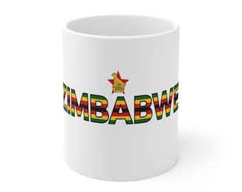 Zimbabwe Coffee Mug | African Pride, Red Green Gold Stripes