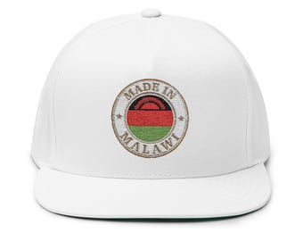 Made in Malawi Flat  Cap | Embroidered Snapback