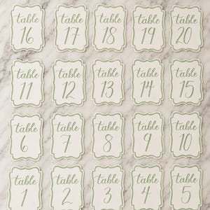Custom Table Numbers Premium Card Stock | Hand Lettered Modern Calligraphy Wedding and Event Decor