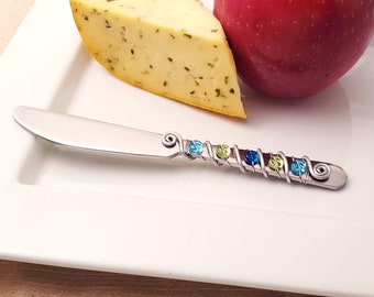 Hand wire wrapped and beaded spreader knife - spring