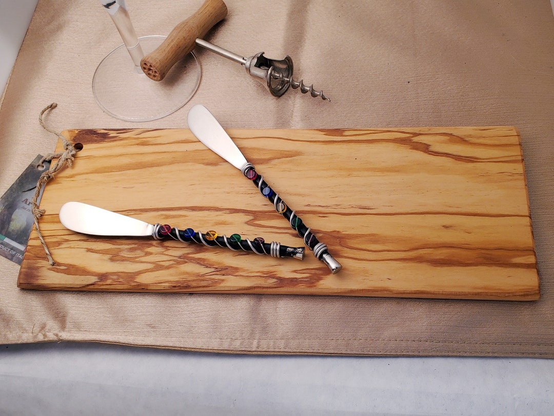 SALE Spreader and Olive Wood Serving Board Gift Set Hand Etsy