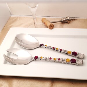 Hand wire wrapped and beaded 2 piece smaller server set royal image 2