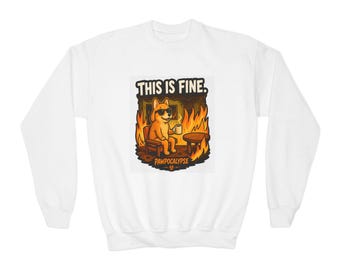 This Is Fine Dog Crewneck Sweatshirt | Pawpocalypse Graphic