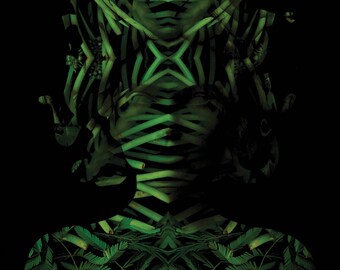 Mystical Green Woman Poster - Botanical Art Print - Nature-Inspired Decor