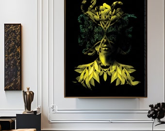 Mystic Floral Woman Poster - Botanical Portrait Art - Unique Home Decor