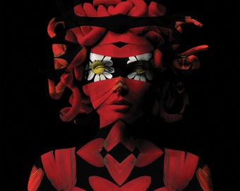 Medusa: Floral Portrait Poster - Mysterious Woman Made of Nature | Wall Art | Unique Decor
