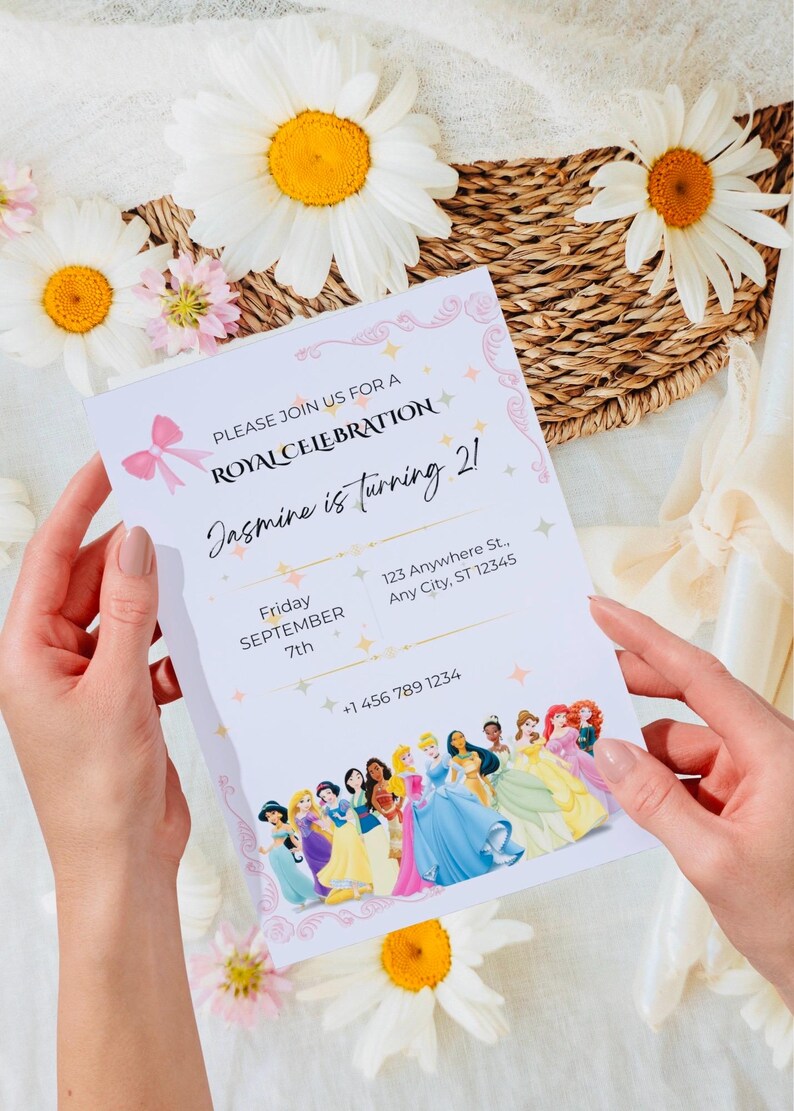 Princess Birthday Invitation Template, Fairytale Cinderella Party ...