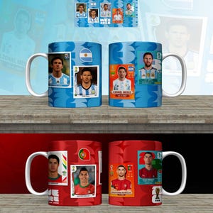 Plantillas Mundialistas Ronaldo Messi Jugadores 21 diseños tazas Mundial Mexico Sublimacion Mugs descarga Instantánea Argentina Brasil