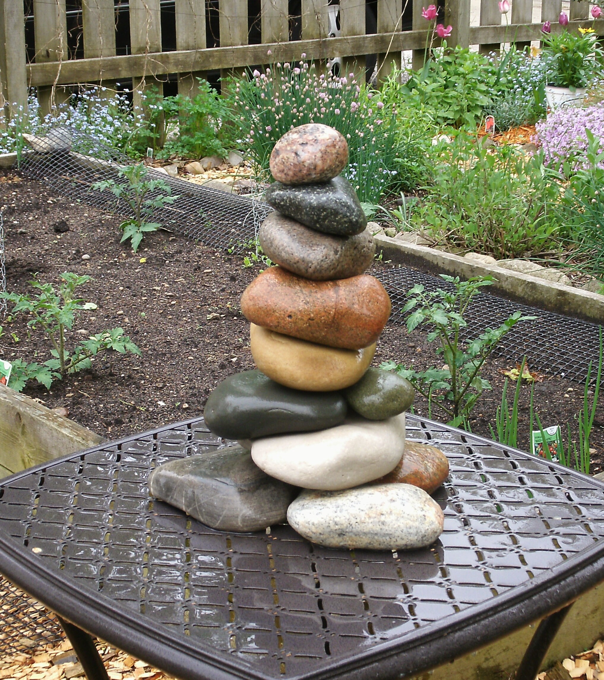Garden Cairn, Lake Michigan Leelanau ReStackable Beach Stone Cairn Sculpture, Rock Cairn