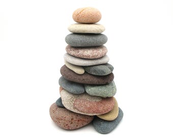 Re-Stackable Beach Stone Cairn Gift for Office, Meditative Stress Relief, Unique Lake Michigan & Lake Superior Cairn Art, Gift for the Hiker