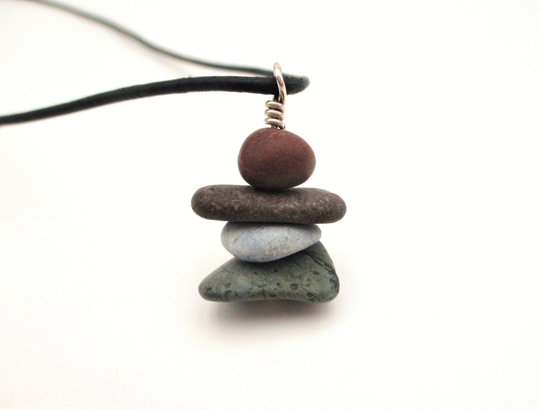 Inukshuk Pendant Necklace, Lake Superior Beach Stone Pebble Inuksuk