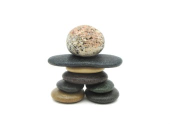 Lake Michigan Miniature Inukshuk Rock Cairn Sculpture – Handmade Beach Stone Man Figurine – Outdoor Inspired Nature Gift - #136 in Series