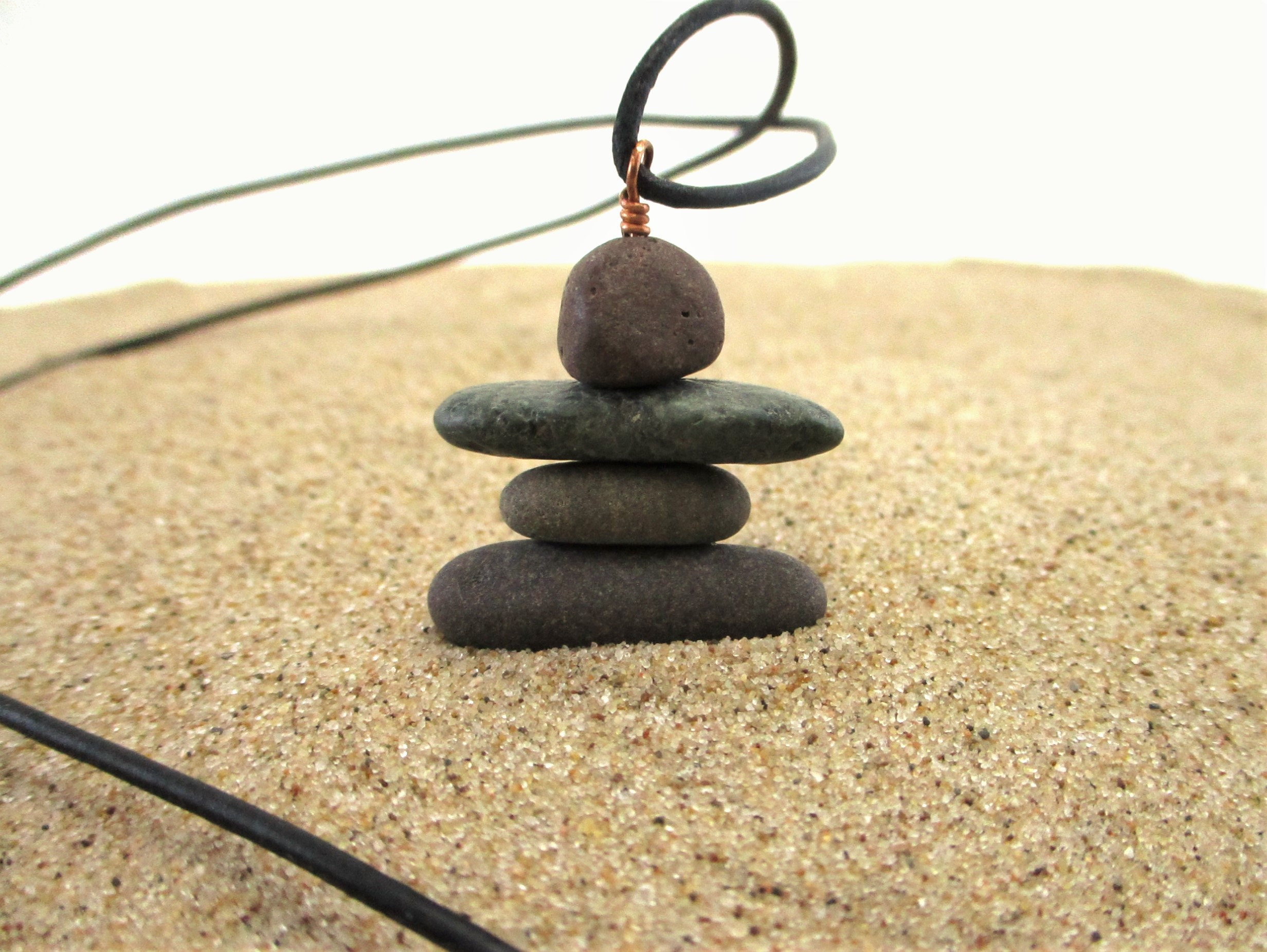 Inukshuk Pendant Necklace from Lake Superior, Long Length Raw Stone
