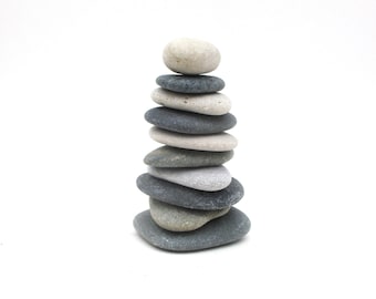 Desktop Meditation Cairn Kit - Lake Michigan Zen Balance Stones - Re-Stackable Rock Tower with Storage Pouch and Card