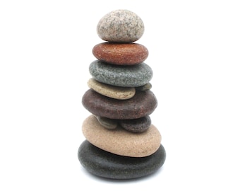 Lake Superior Beach Stone Cairn Sculpture - Handmade Zen Rock Art - Nature Inspired Home Decor Gift - #207 in Series - 4.75" Tall