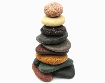 Colorful Stone Cairn Marker #468 with Card from Lakes Michigan and Superior, Unique, Meaningful & Sustainable Gift Decor for Home or Office