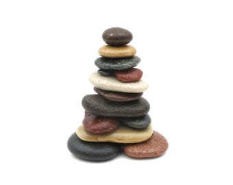 Stone Cairn Marker #530 with Card from Lakes Michigan and Superior, Unique, Meaningful & Sustainable Gift Decor for Home or Office