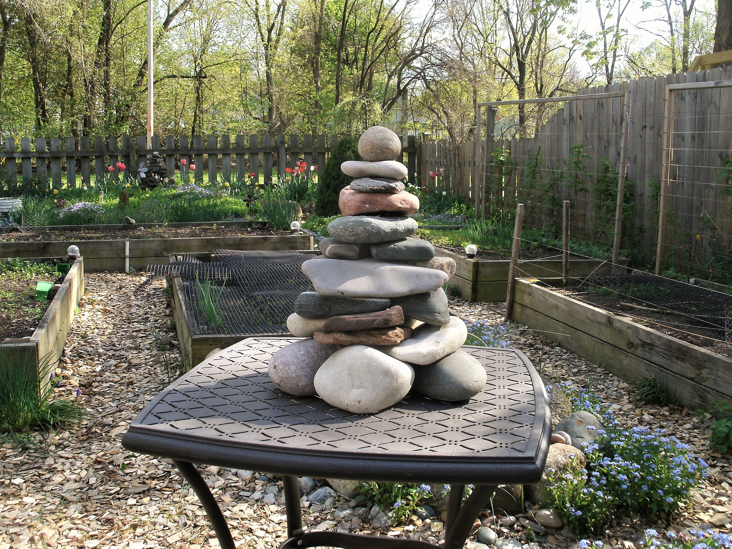Garden Cairn, ReStackable Beach Stone Cairn Sculpture, Rock Cairn for