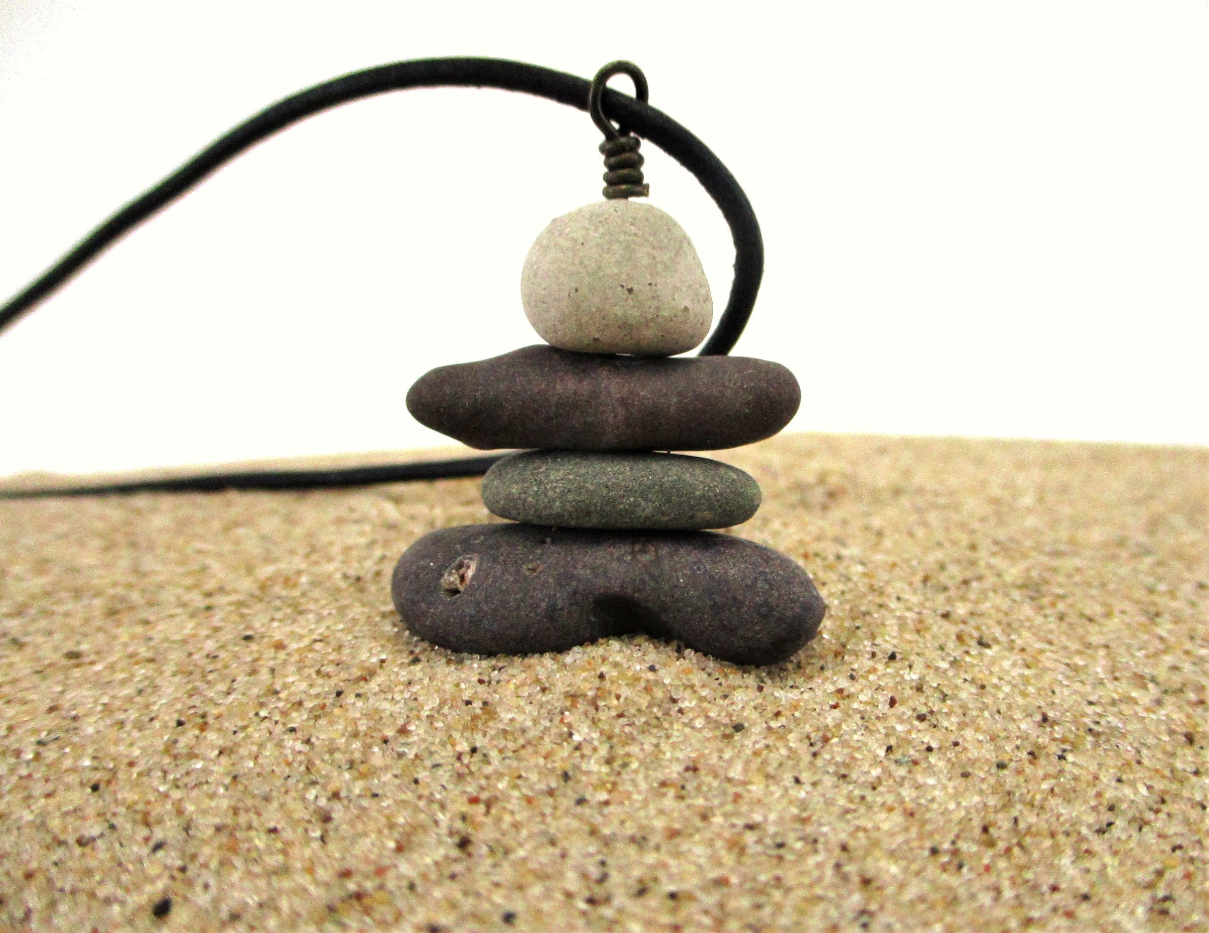 Inukshuk Stone Pendant from Lake Superior, Colorful Inukshuk Pebble