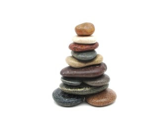 Small Stone Cairn Marker #99 with Card from Lakes Michigan and Superior, Unique, Meaningful & Sustainable Gift Decor for Home or Office