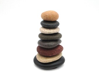Miniature Lake Michigan Pebble Cairn - Handcrafted Trail Marker Sculpture for Office or Cottage Decor - #549 in Series