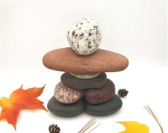 Inukshuk Stone Man Cairn Figurine with Informational Card, Lake Superior Inukshuk #13, Inuksuk Style Art, Stone Steinmann