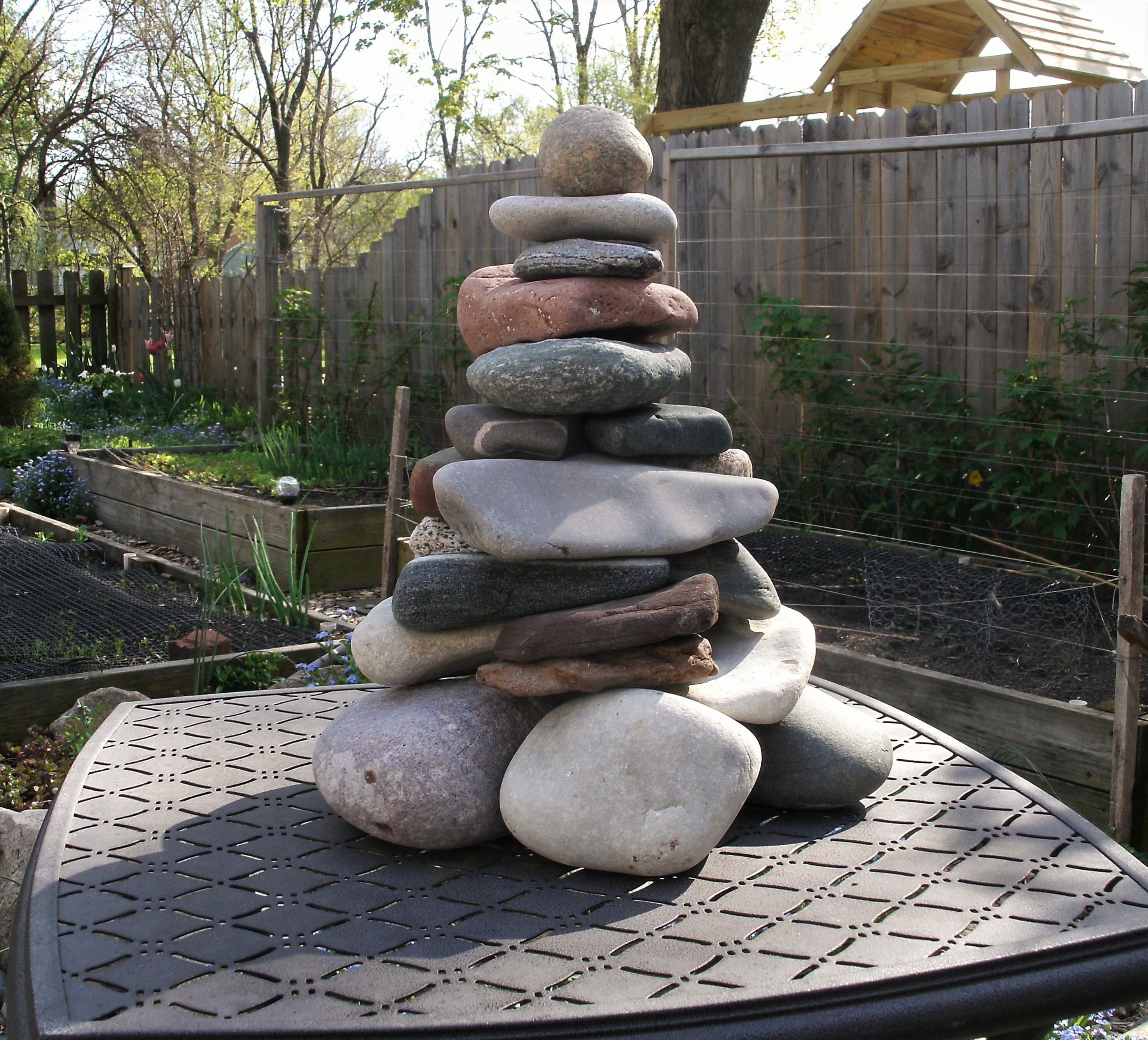 Garden Cairn, ReStackable Beach Stone Cairn Sculpture, Rock Cairn for