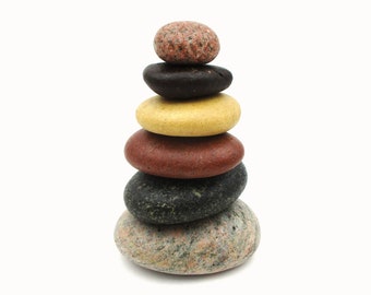 Colorful Rock Cairn from Lake Superior Beach Stones #151, Nature Inspired Home Decor, Unique Gift from Michigan, Rustic Cottage Art