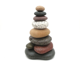 Colorful Lake Superior Stone Cairn Trail Marker #178 with Card, Unique, Meaningful and Sustainable Gift, Rock Cairn Office or Cottage Decor