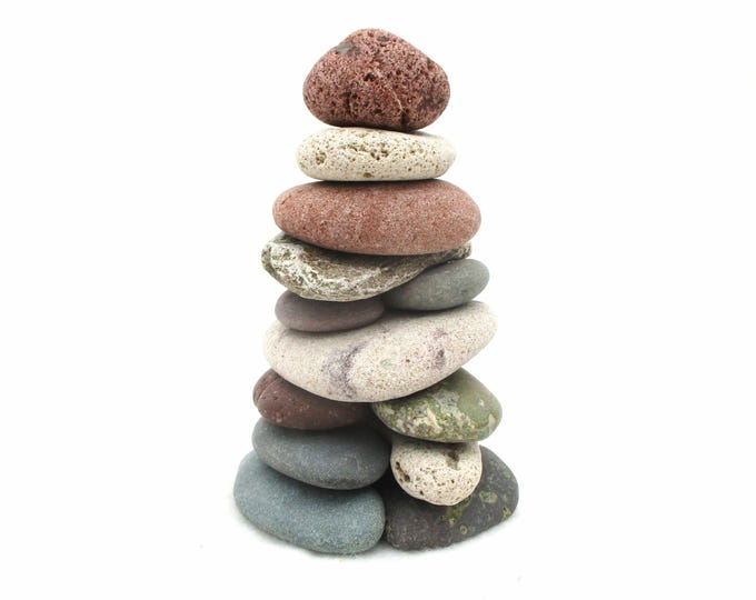 Featured listing image: Restackable Beach Stone Cairn: Office Desk Zen Meditation, Stress Relief Gift, Lake Michigan and Lake Superior Rocks