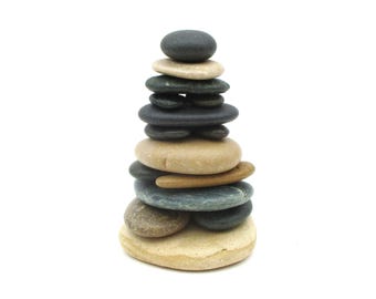 Zen Style Beach Stone Cairn Sculpture from Lake Michigan #603, Stone Messenger, Rock Cairn Cottage Art, Hiker Helper Trail Marker