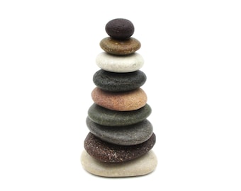 Great Lakes Beach Stone Cairn with Card #515, Stacked Standing Stones, Unique Nature Inspired Beach Art, Rock Cairn With Informational Card