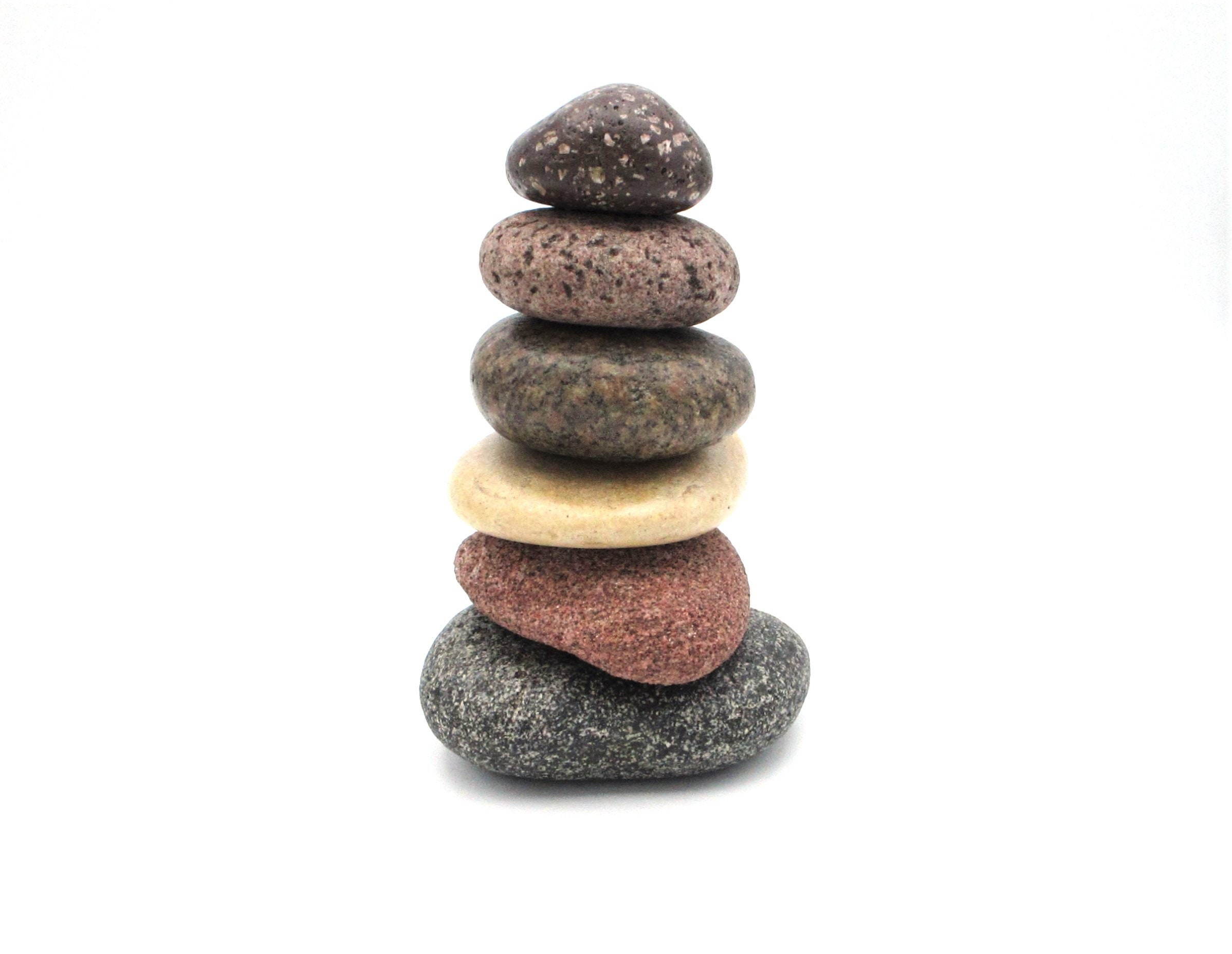 Rock Cairn for Home or Office, Pure Michigan Beach Stone Cairn 114, Natural Stone Stack Cairn