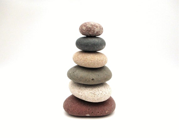 Stone and Driftwood Cairn Stone Cottage Decor Beach Rock Stacks Zen Stone Stack Nature Themed Office Art Pure Michigan Rock Cairn #163