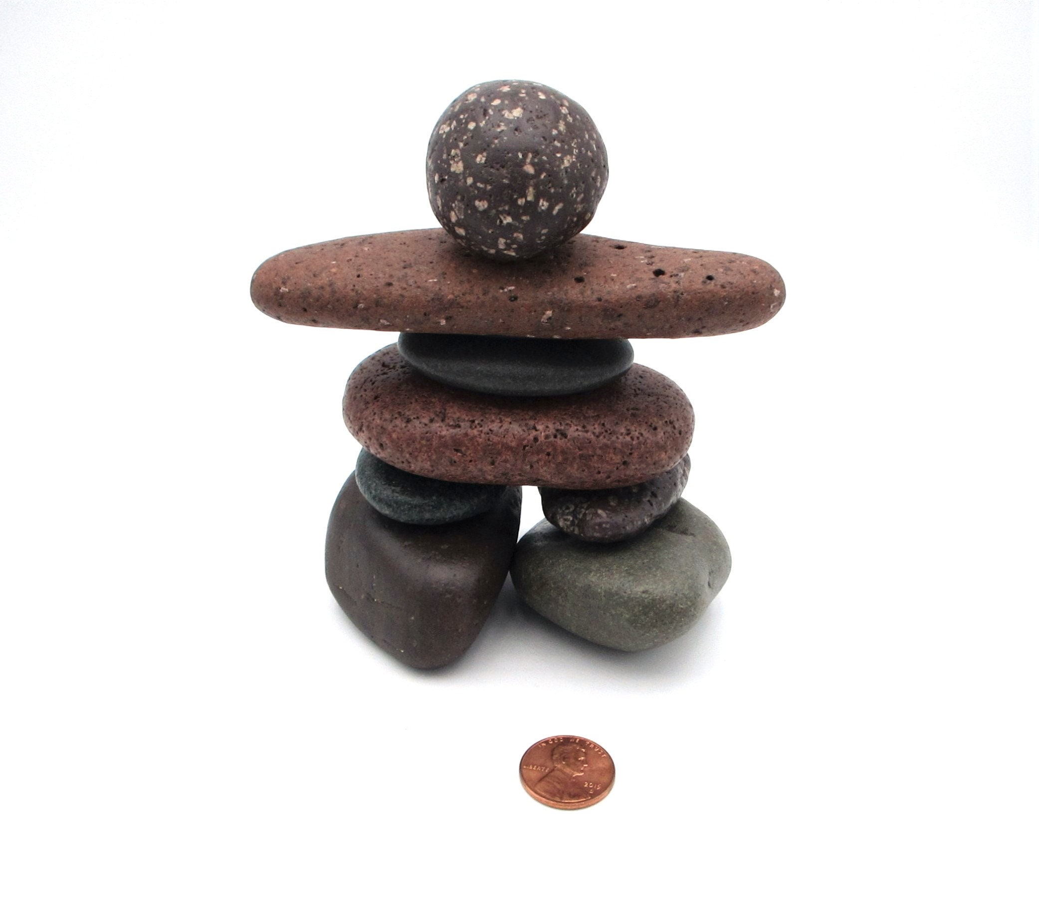 Inukshuk Rock Cairn from Lake Superior, Copper Harbor Stone Man Cairn